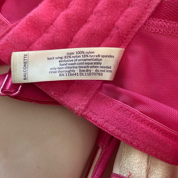 Cacique 44D Lightly Lined Balconette Bra lacy Pink plus size - Picture 3 of 5